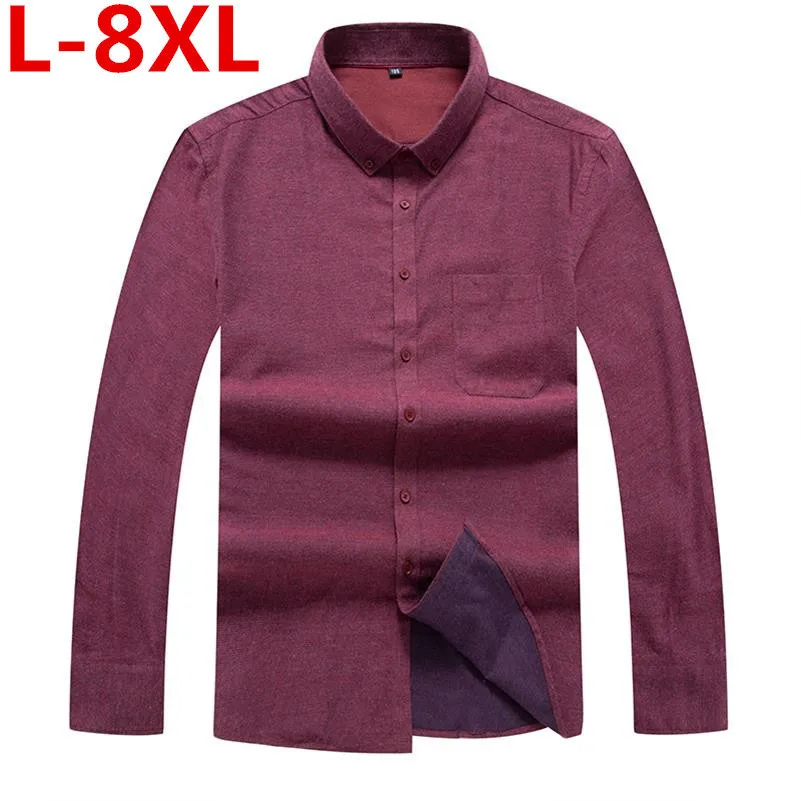 Размера плюс 8XL 7XL Большие размеры мужские рубашки Брендовые с длинным рукавом на
