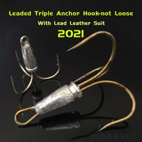 2021new 5pcslot big treble carp fishing hooks with lead head three jaw hook leaded squid anchor outdoor fishing accessories