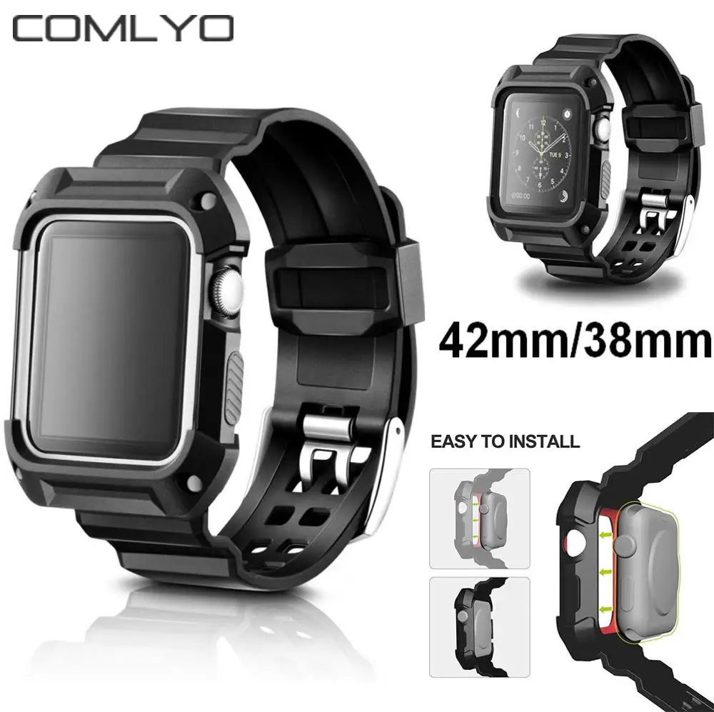 COMLYO противоударный браслет для часов apple Watch ремешок + рамка Противопыльный чехол