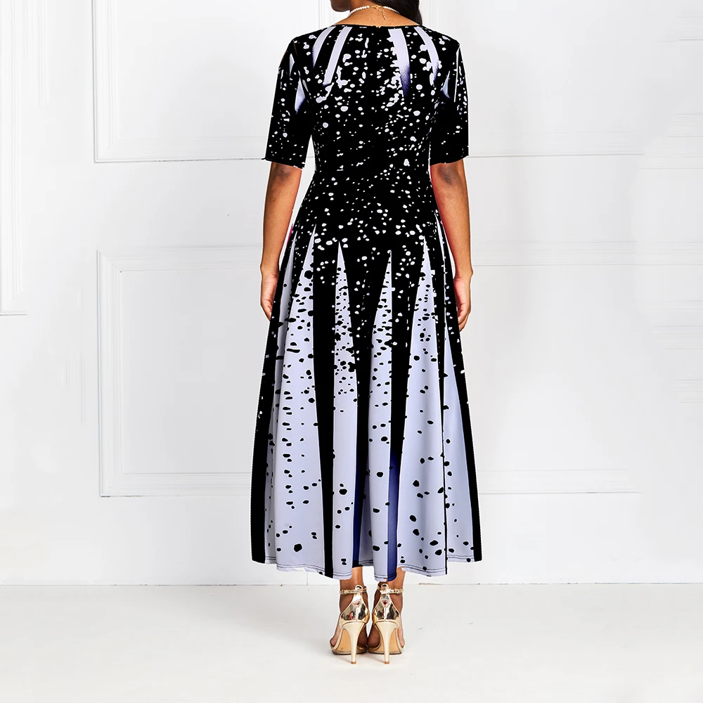 Модные африканские женские элегантные вечерние платья с коротким рукавом и