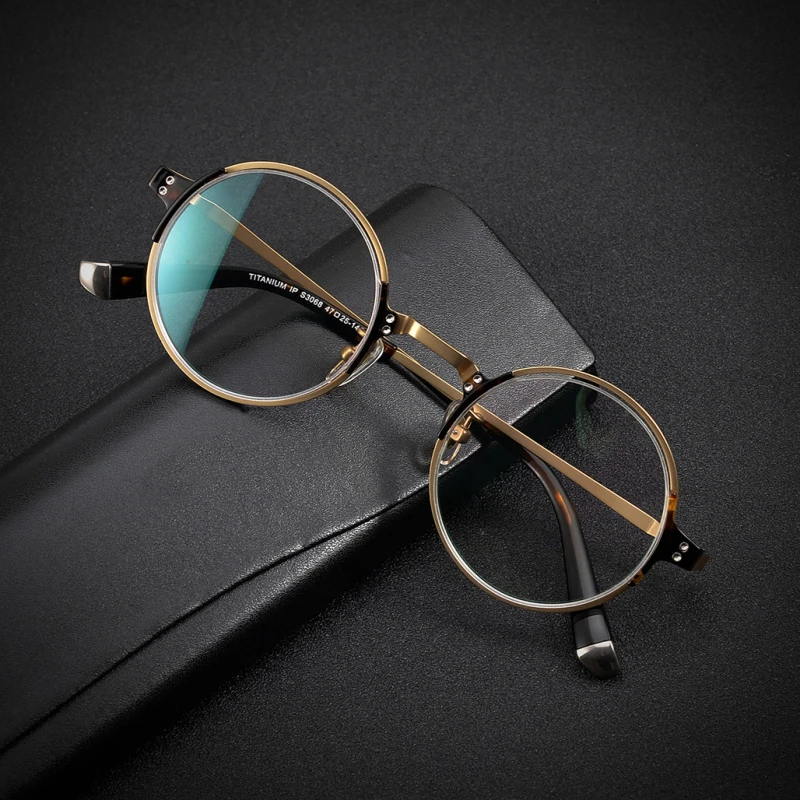

High Quality Vintage Round Titanium Glasses Frame Women Prescription Eyeglasses Men 2021 New Retro Circle Myopia Optical Eyewear
