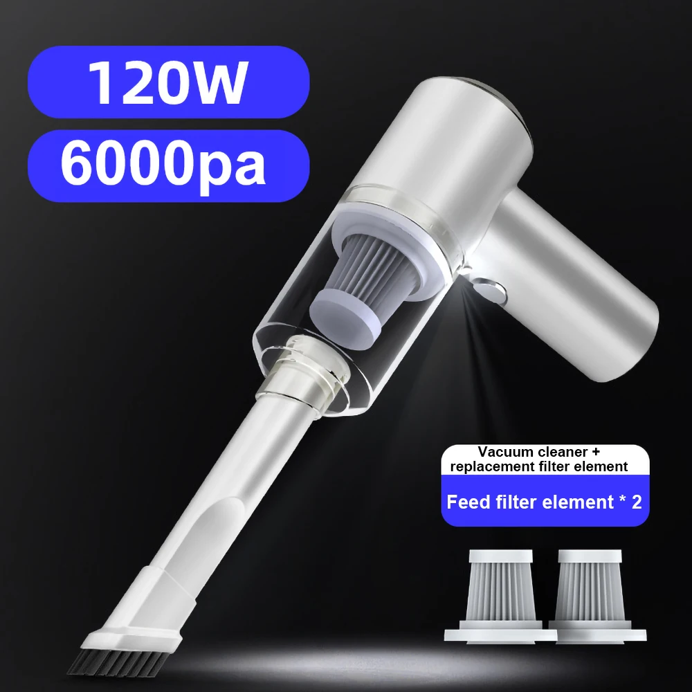 

USB Rechargeable Cordless 6000Pa 120W Portable Handheld Powerful Wireless Car Vacuum Cleaner for SUV Truck Home Office Pet Hair