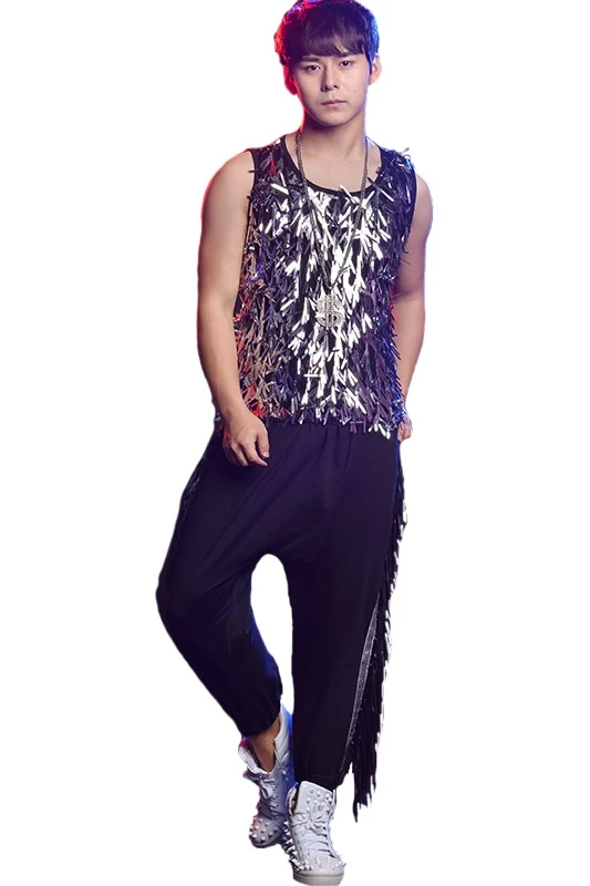 Жилет мужской повседневный с блестками для выступлений баров ночных клубов