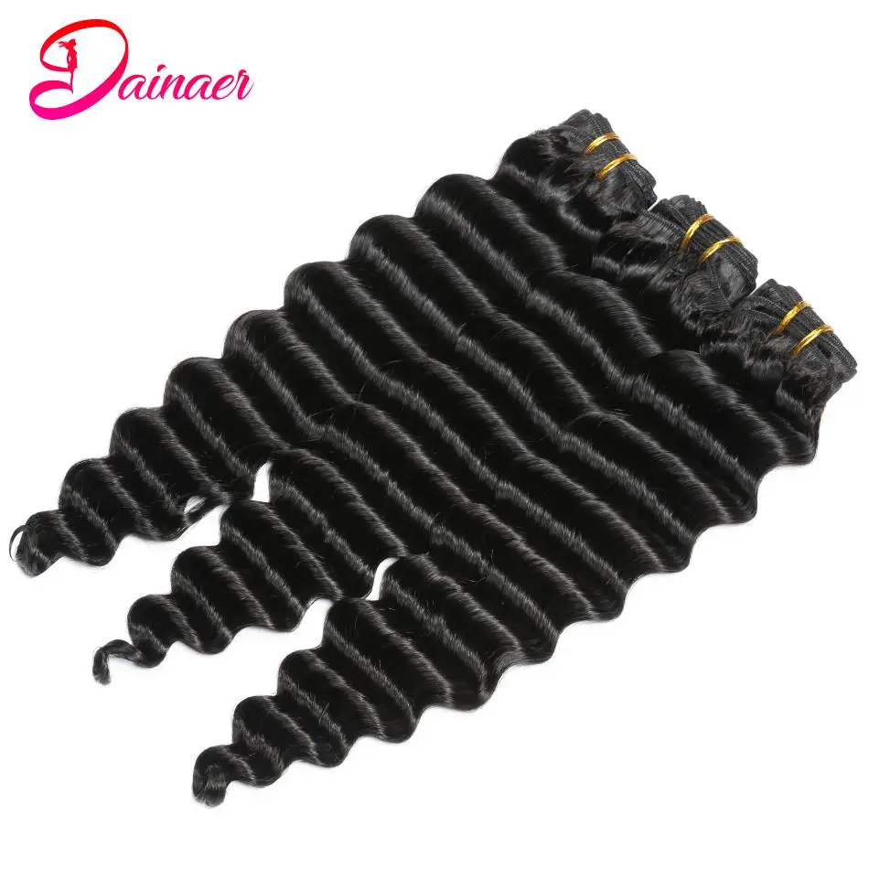 

Brazilian Deep Wave 100% Human Hair Natural Black 8- 30Inches Can Be Dyed Non-Remy Hair Extensions Free Shipping Dainaer