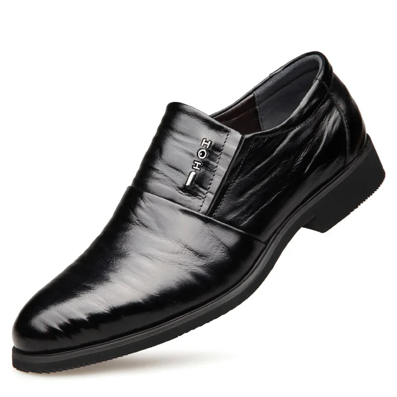 

2020 New Men Shoes Leather Cowhide Leather Shoes Men Comfortable Low-top British Casual Single Shoes Leather Shoes Formal Shoes