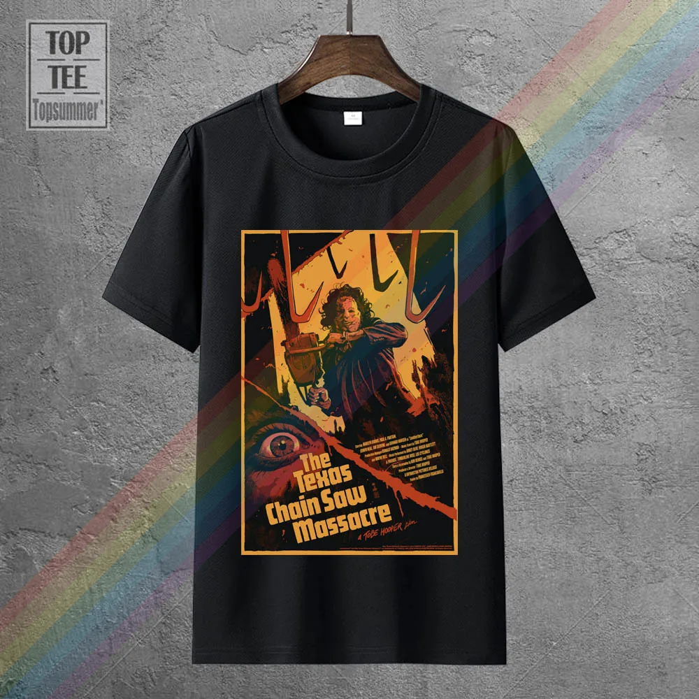 

2017 Gilden T Shirt Texas Chainsaw Massacre Horror Movie Poster Design T Shirt Cool Summer Tops High Quality Casual Tee