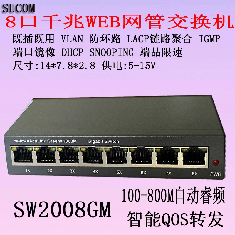 Сетевое управление 8-портовый гигабитный коммутатор IPTV Однолинейный