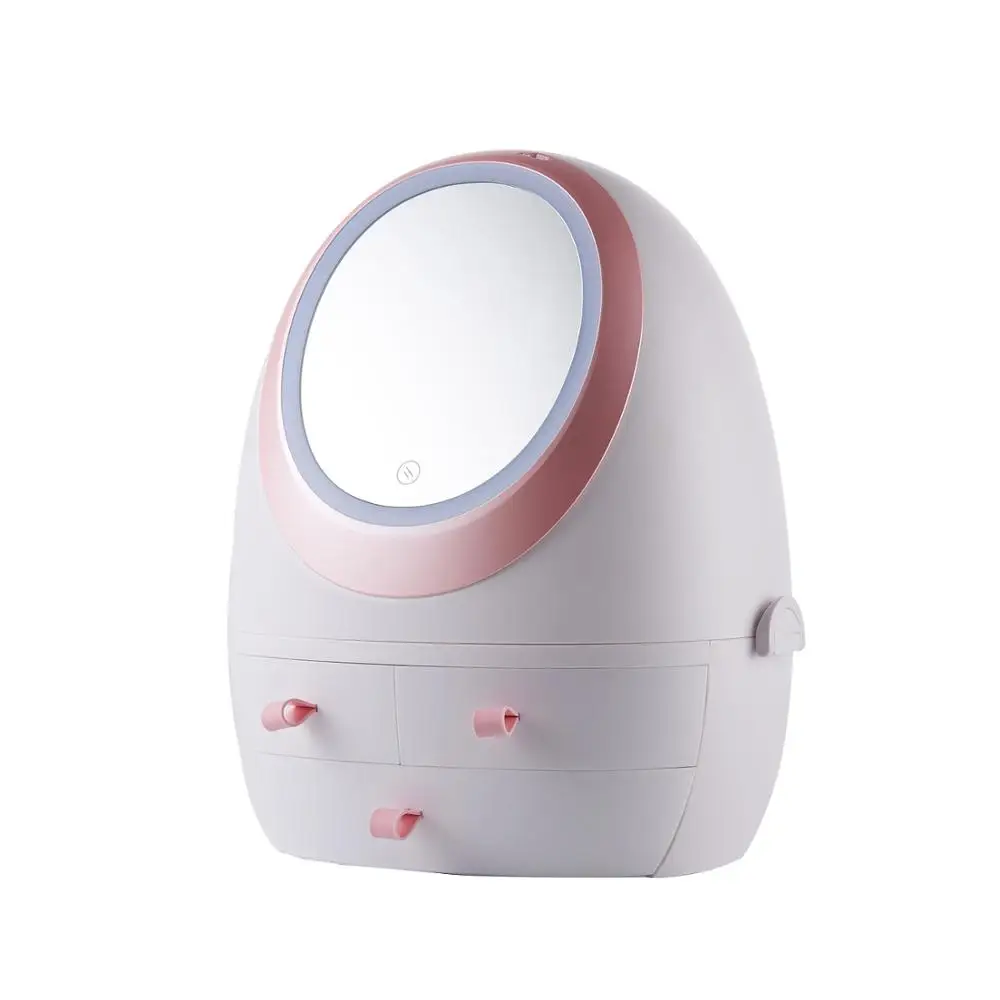 Коробка для хранения косметики чистая красная коробка для косметики с Led зеркальный ящик типа ручной Рабочий стол пылезащитный