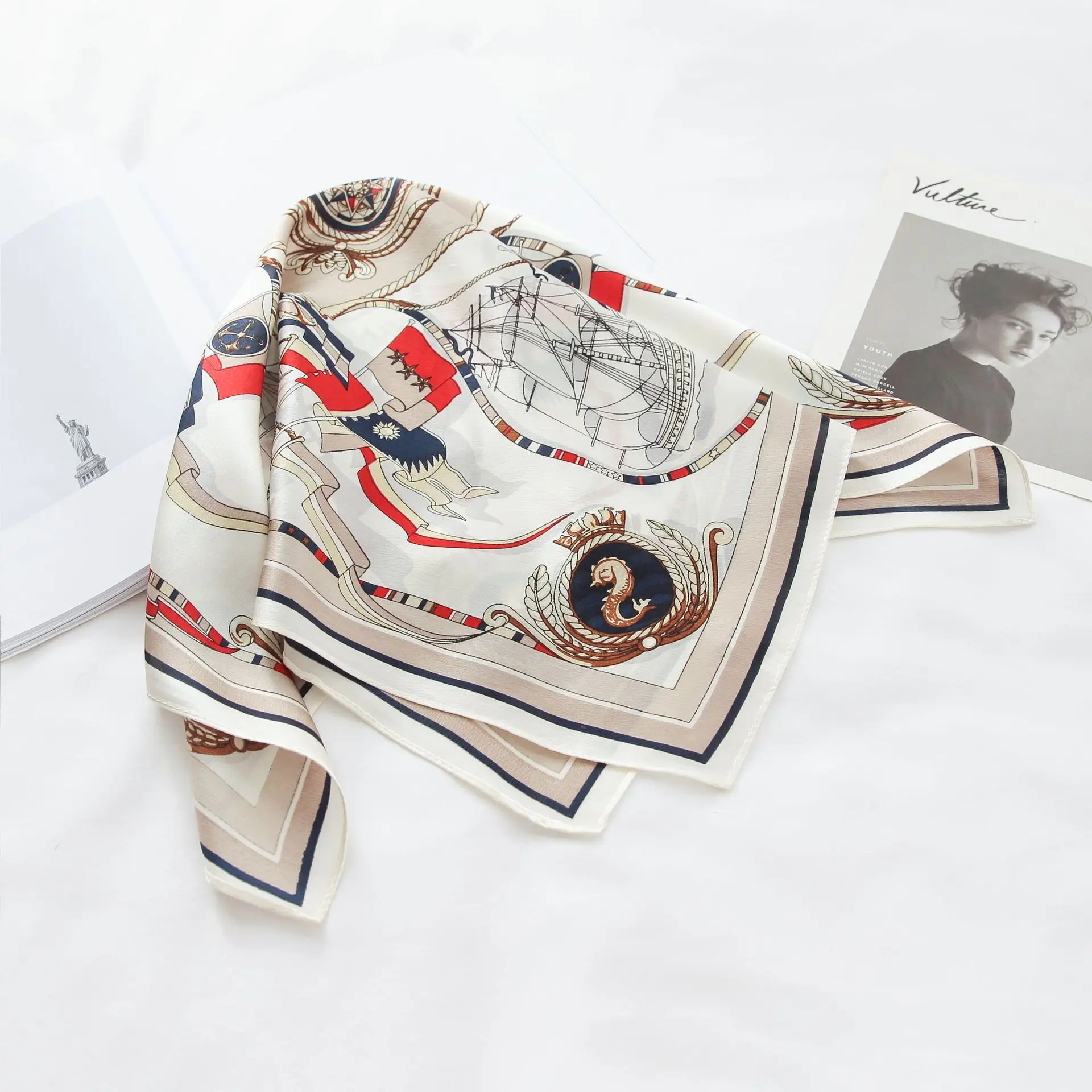 

2022 натуральный шелковый квадратный шарф с принтом 100% Женская Косынка женская повязка для волос шаль Хиджаб Мягкая повязка на голову пончо д...