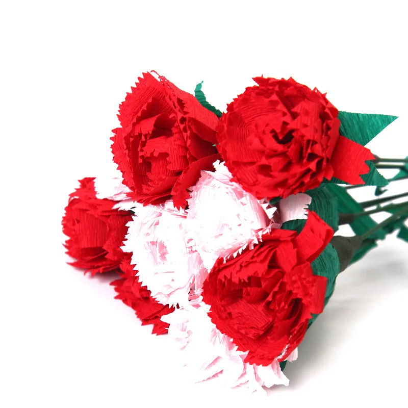 

March Eighth Crimping Crepe Paper Bouquet Children DIY Handmade Roses Carnation Gift Material Package Kids Craft Craft Kit