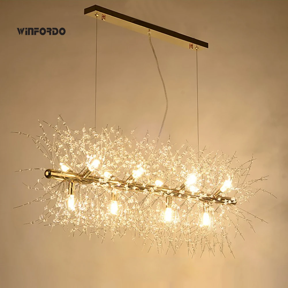 2022 Modern Crystal LED G9 Dandelion Chandelier Lighting Pendant Lamp For Dining Room / Restaurants / Shops Winfordo WF-P92L