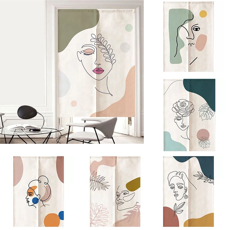 Простая Современная тканевая дверная занавеска с геометрическими линиями