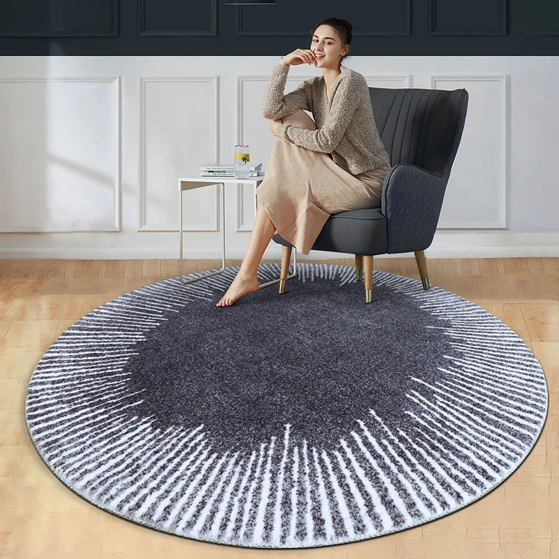 

Постмодернизированный серый ковер круглой формы с геометрическим рисунком для гостиной, ковер большого размера в скандинавском стиле для ...