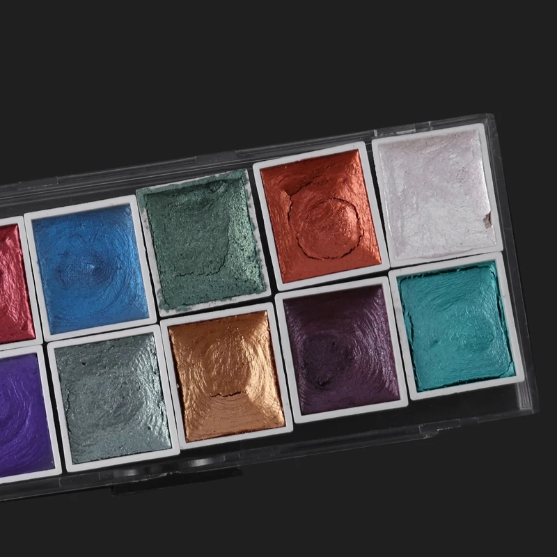 

XILEYW Solid Watercolor Paint Set, Portable Iron Box Pigment Set, Hand-Painted Pearl Color Nail Is Suitable for Art