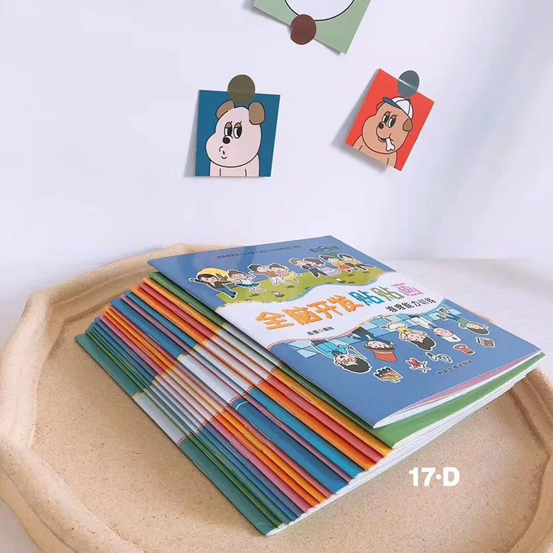 

18 Pcs Children Cartoon Sticker books Kids Chinese Story Book With Stickers Preschool Learning for Kindergarten Education Book