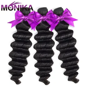 Monika, свободные волнистые волосы, 3 пряди, бразильские волосы, плетение, пряди, не Реми, человеческие волосы, пряди, двойные волосы для наращивания