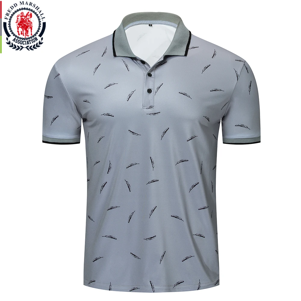 Fredd Marshall новинка 2019 рубашка поло с принтом перьев мужская повседневная брендовая