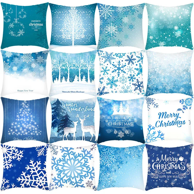 

45x45CM Ice Festival Pillow Case Christmas Party Home Decor Cushion Cover Sofa Christmas Pillow Case Customizable