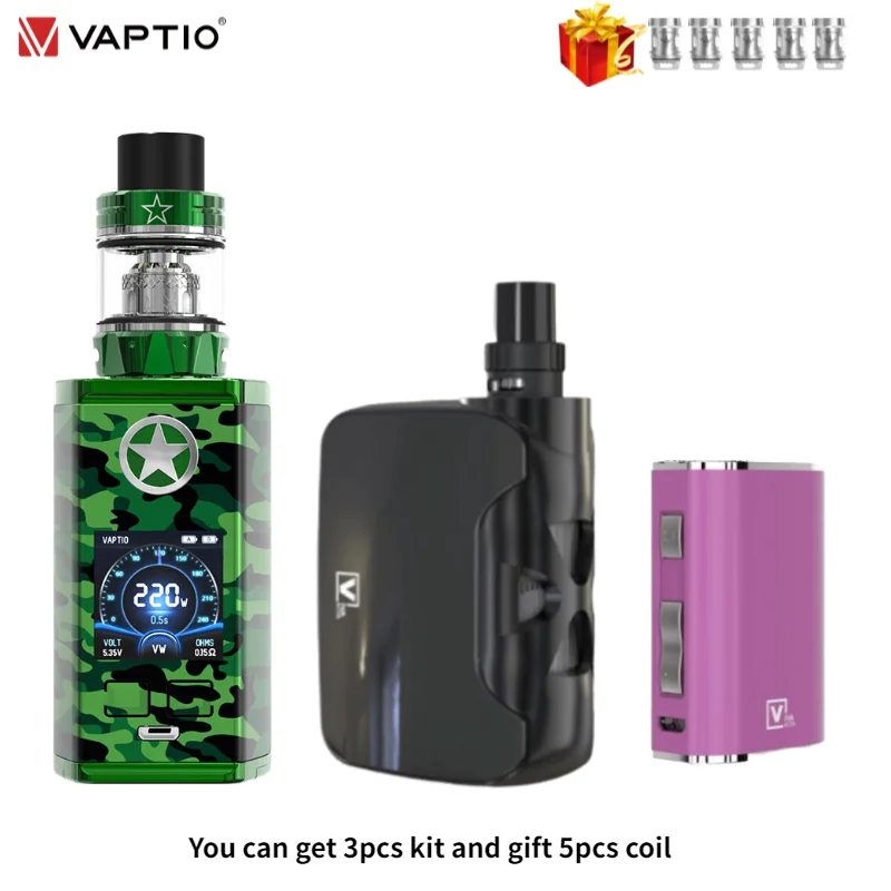 [Отправить катушку 5 шт.] Vaptio Captain Vape Kit 220 Вт бокс-мод с атомайзером 2 0 мл внешняя