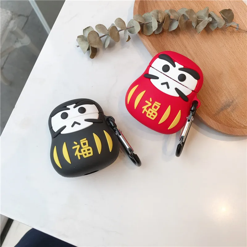 Япония удача Дарума тумблер Кукла талисман корпусы гарнитурные для Apple Airpods 1/2 силиконовый защитный чехол для наушников Аксессуары