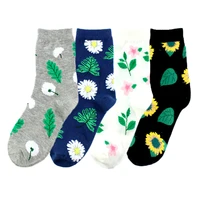 fashion korean japanese harajuku cute woman cotton socks dandelion sunflower print short sock 2021 new ankle socks for ladies