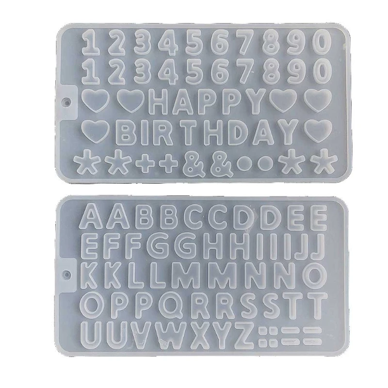 

Alphabet Crystal Epoxy Resin Mold English Letters Number Pendant Keychain Casting Silicone Mould Jewelry Making Tools 2 Pcs