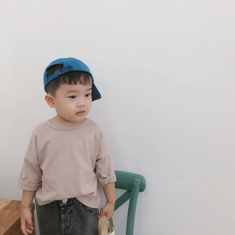 Весенне осенние детские однотонные базовые футболки с длинными рукавами