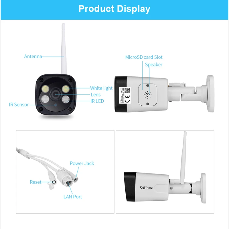 Sricam SH035 H.265 3MP WIFI IP камера обнаружения движения HD ONVIF наружная Водонепроницаемая