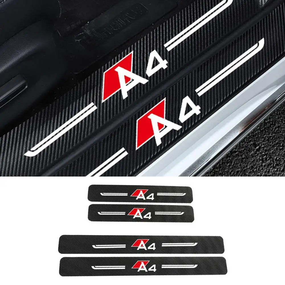 

4Pcs/Set Carbon Car Door Sills Stickers Carbon Fiber Anti Accessories Plate Car Cover Door Scuff Sticker Sill Scratch W9Z4