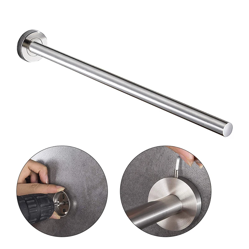 

Kitchen Bathroom Towel Holder 40cm 304 Stainless Steel for Towels Bar Single Arm Towel Rack Wall Mounted Paper Roll Holder