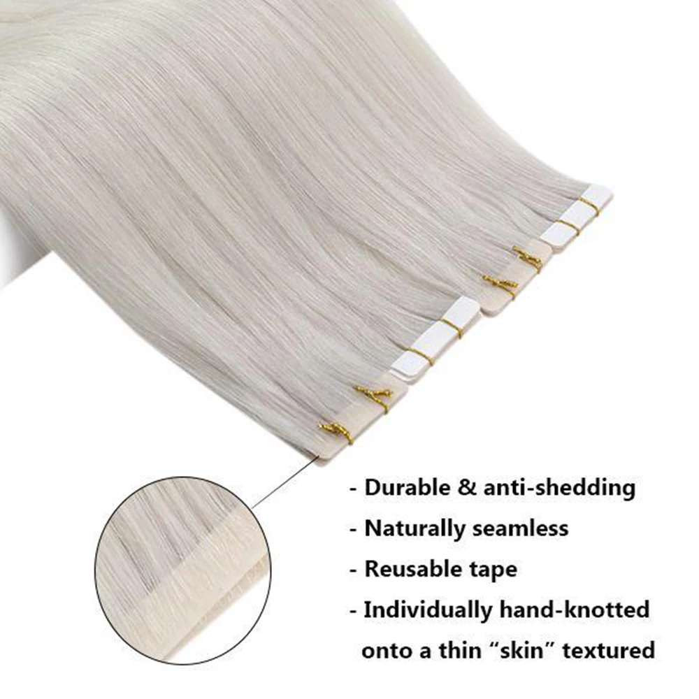 [12 Months] Ugeat Invisible Tape in Human Hair Extensions 10A Grade Seamless Skin Weft Injection Virgin 2.5G/Pieces | Шиньоны и парики