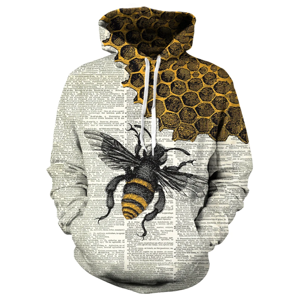 

Мужская толстовка с капюшоном 3d, свитшот с капюшоном в стиле пчела для мужчин и женщин, повседневный модный дизайнерский осенний Топ в стиле...