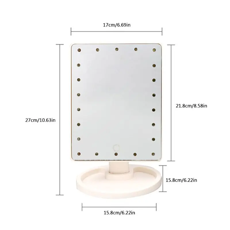 

Personal Touch Screen Makeup Mirror with Light Desktop 360 Rotatable Make Up Mirror J78D