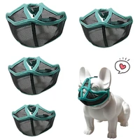 short snout pet dog muzzles breathable mesh french bulldog pug mouth adjustable muzzle mask stop barking dog outdoor supplies