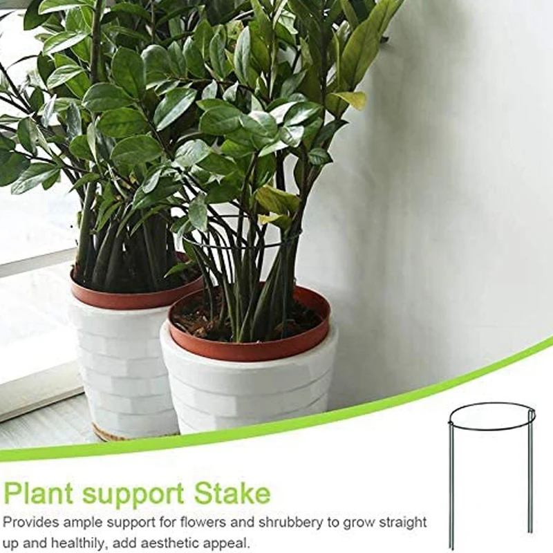 

Plant Support Stake 8-Pack Half Round Metal Garden Plant Supports Green Garden Plant Support Ring Garden Border 21X35cm