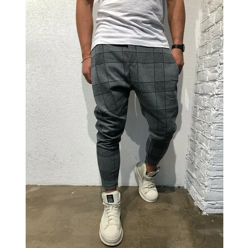 Серый Модные мужские брюки Slim Fit Urban прямые брюки повседневные брюки карандаш грузовик для бега брюки плюс размер M-3XL - Цвет: Серый