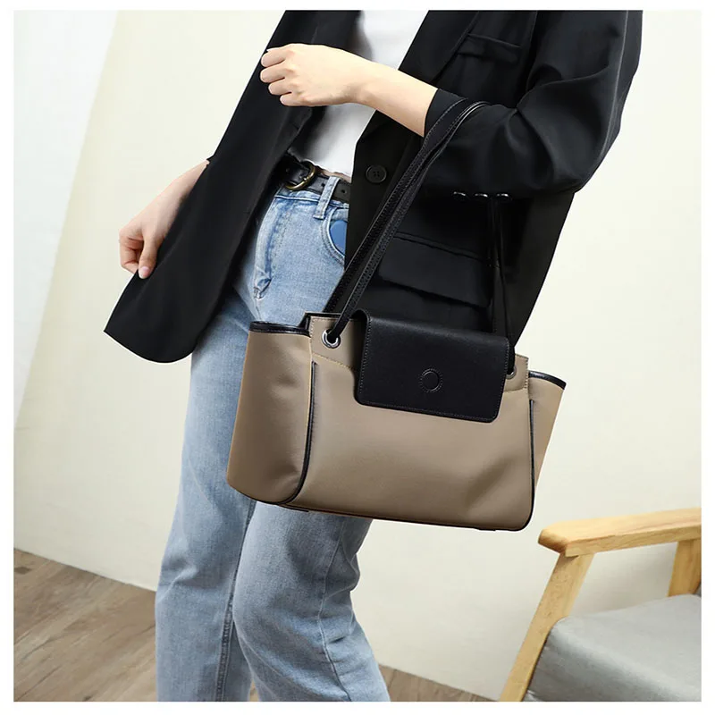 Woman Bag Shopper Large Oxford Handbag Leather Brown Vintage Fashion Mini Summer Womans Shoulder Bags New 2021