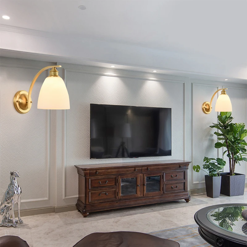 Современный настенный светильник стеклянный медный современные светодиодные