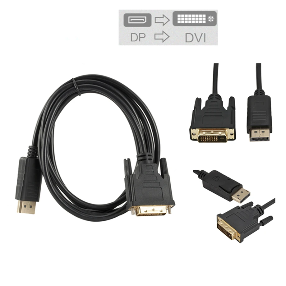 PzzPss DisplayPort DP-DVI Кабель 1 8 м штекер-штекер dvi Соединительный адаптер 1080P 3D для HDTV ПК