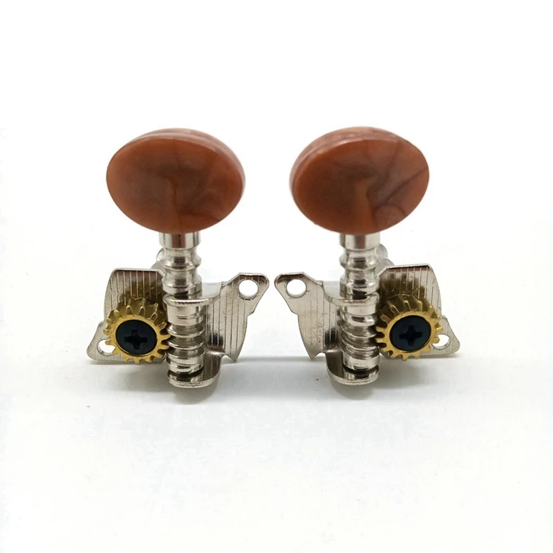 

2 Set 2R2L Metal Ukulele Locking String Tuner Guitar Tuning Peg Machine Head Brown & Black