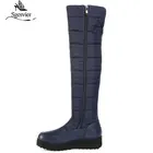 Сапоги женские на пуху, на платформе, выше колена, на молнии, 2019