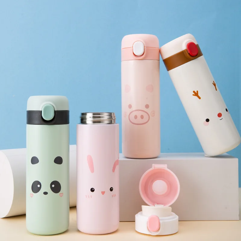 

350/450ml Cartoon Cute Thermos Cup 304 Stainless Steel Vacuum Flasks Portable Thermos Mug Travel Thermal Water Bottle Tumbler