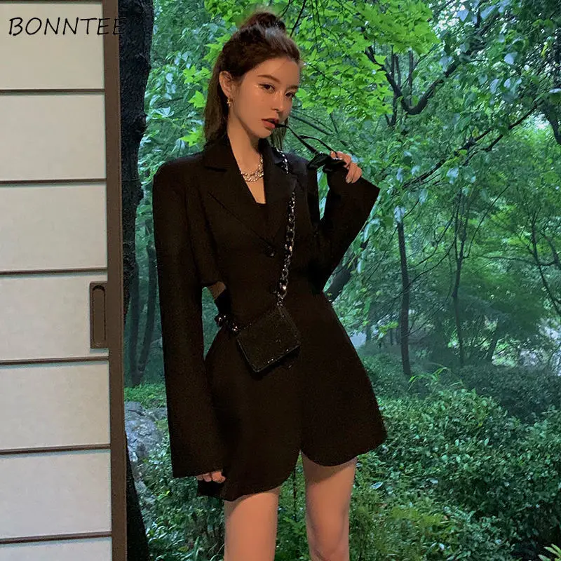 Blazers Women Fall Popular Outwear Design Stylish BF Style Aesthetic Ladies Solid Retro Temperament Notched Vintage Chic Classy