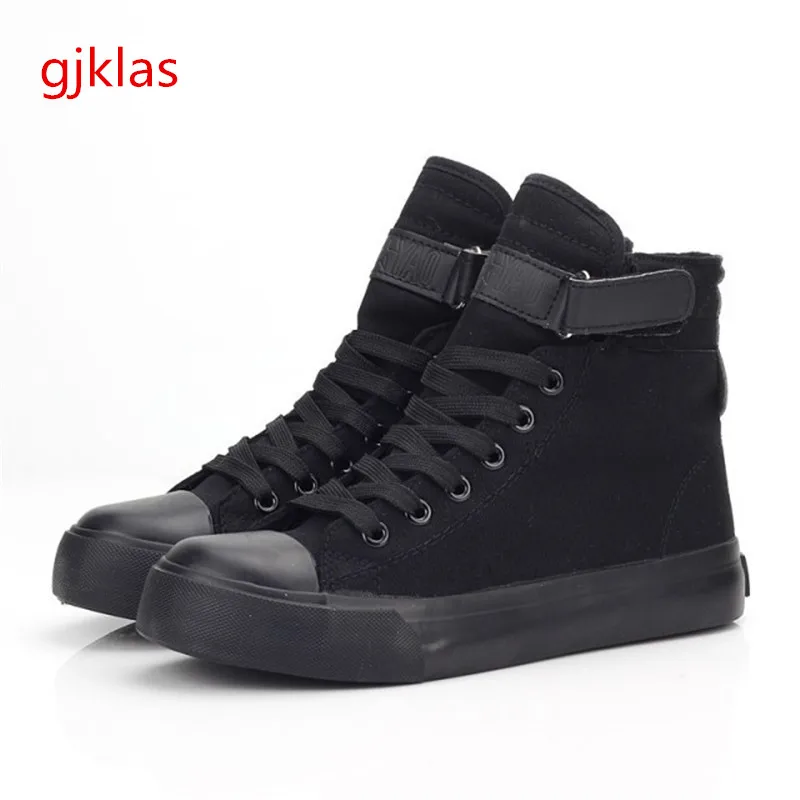 

White Black Flat Canvas Shoes High Top Sneakers Femme Casuales Vulcanize Shoes Woman Sneakers Lace Up Sport Shoes Woman Flats