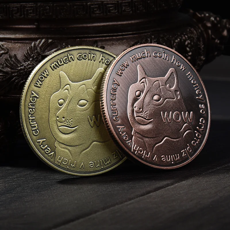 Памятные монеты Dogecoin с медным покрытием коллекционные предметы догкоин