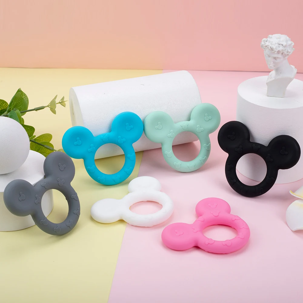 

Sunrony 5pcs Silicone Teether Cartoon Mouse Head Animal Food Grade Silicone Teething Toys For Teeth Tiny Rod Baby Teether Gift