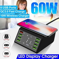 qi wireless charger for iphone multi 8 port lcd usb quick charge qc3 0 fast charger mobile phone wireless charger for samsung