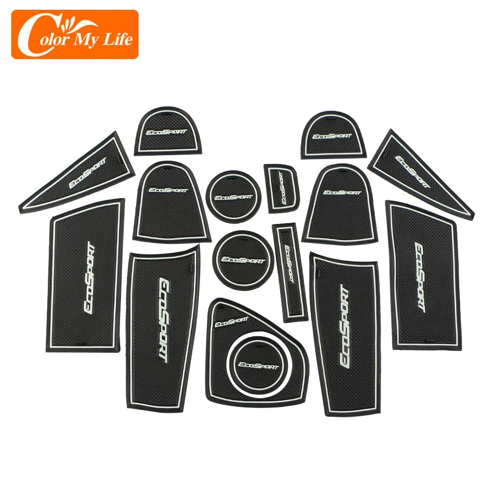 Silicone Car Door Groove Mat for Ford Ecosport 2013 - 2017 Doors Anti Slip Gate Slot Cup Pad Interior Decoration |