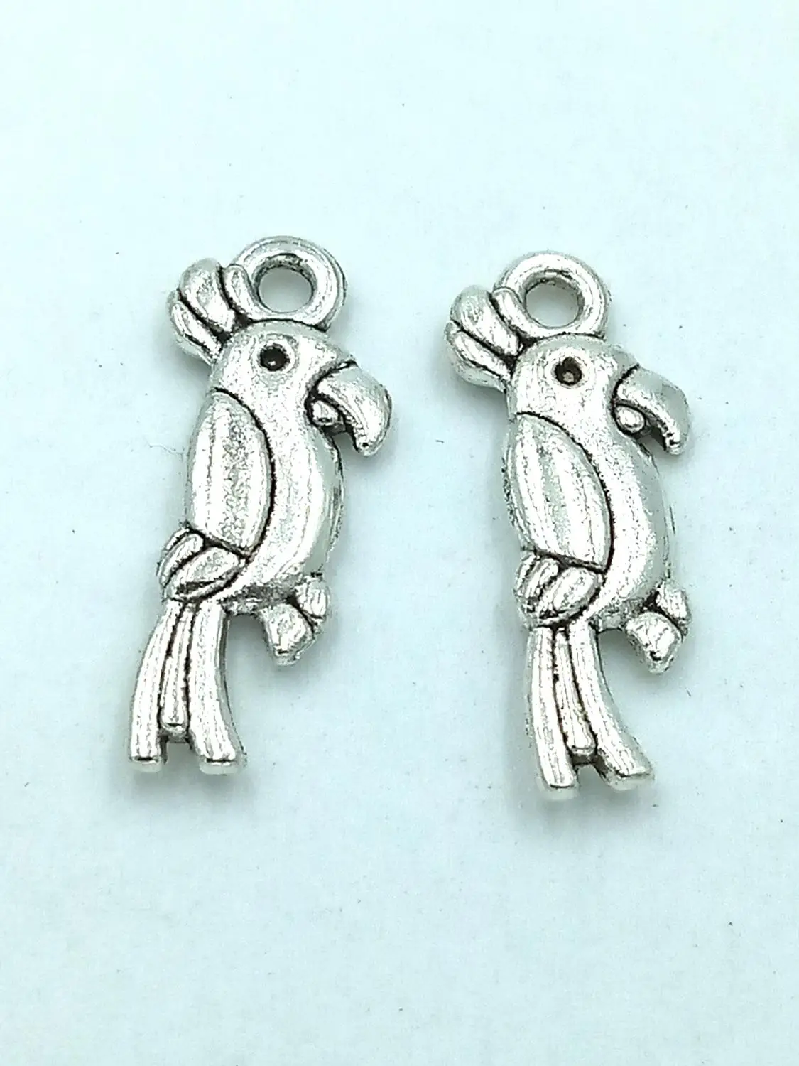 

50pcs Parrot charms pendant 20mm antique silver ornament accessories jewelry making DIY base material