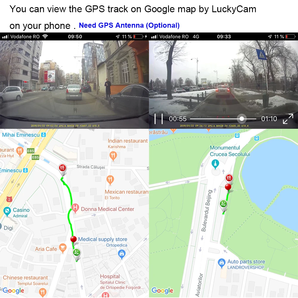 Видеорегистратор JOOYFACT A10 4K Novatek 96670 IMX335 Wi-Fi подходит для автомобилей Volkswagen и Skoda |